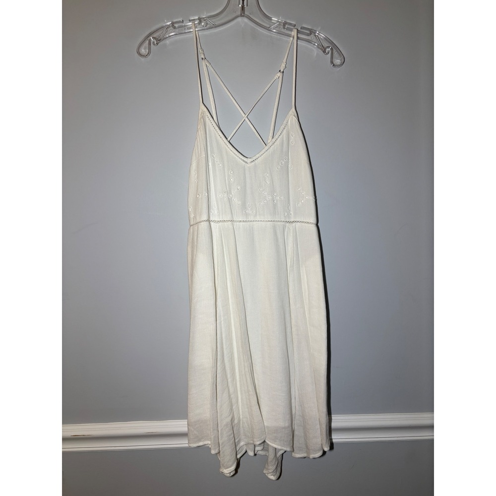 Abercrombie & Fitch Mini Dress Womens White Eyelet Boho Strappy Sun Dress S